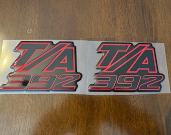 Challenger T/A 392 badges for front fenders (pair) in Red/Black