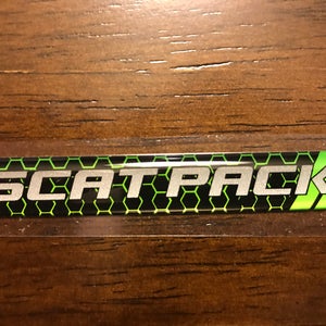 May include: A silver "SCATPACK" emblem with a black and green honeycomb pattern and green stripes.