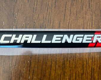 For Challenger steering wheel badge with red dodge stripes