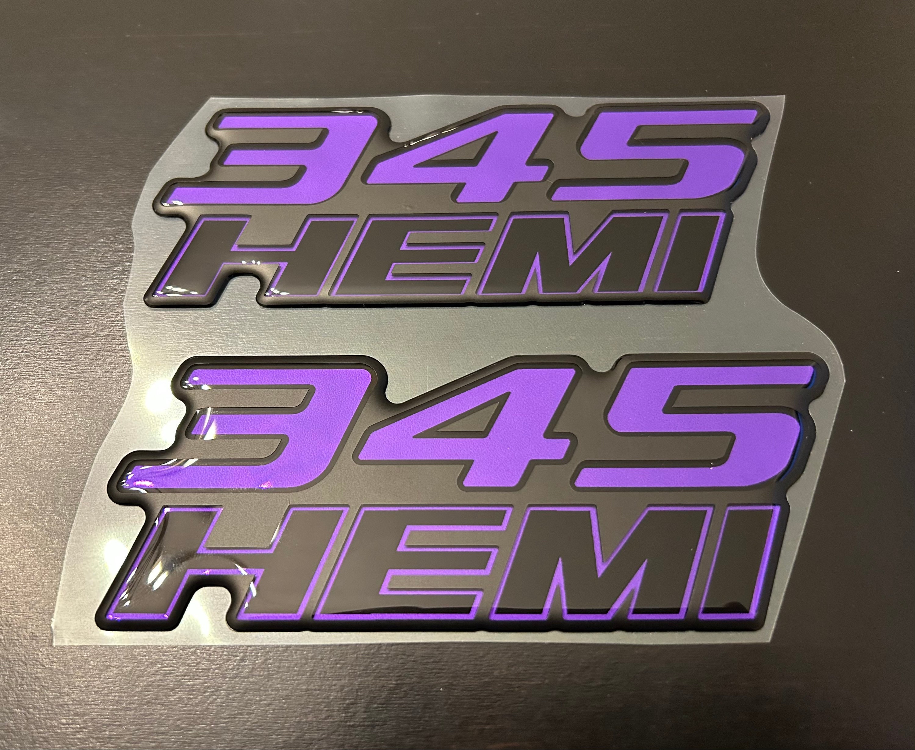 345 Hemi fender badges (pair) for Challenger/Charger/Durango/RAM/Grand Cherokee in Purple