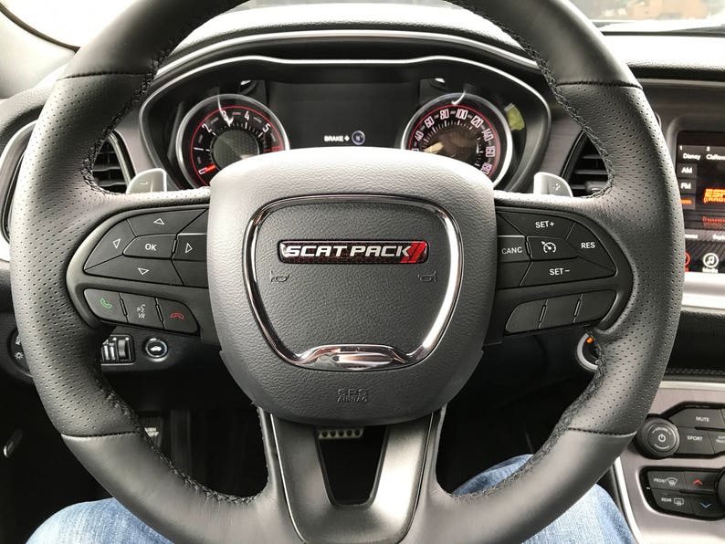 For Scat Pack Challenger/Charger steering wheel badge in red image 1