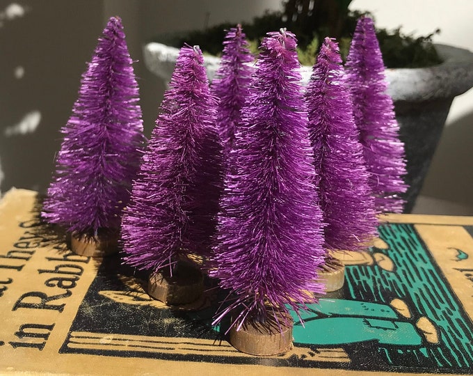 Six 3 Purple Hand Dyed Bottle Brush Trees Purple Etsy