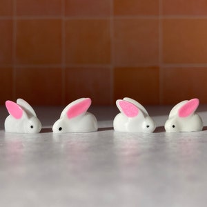 Four tiny bunnies for fairy gardens, crafting; Easter crafting