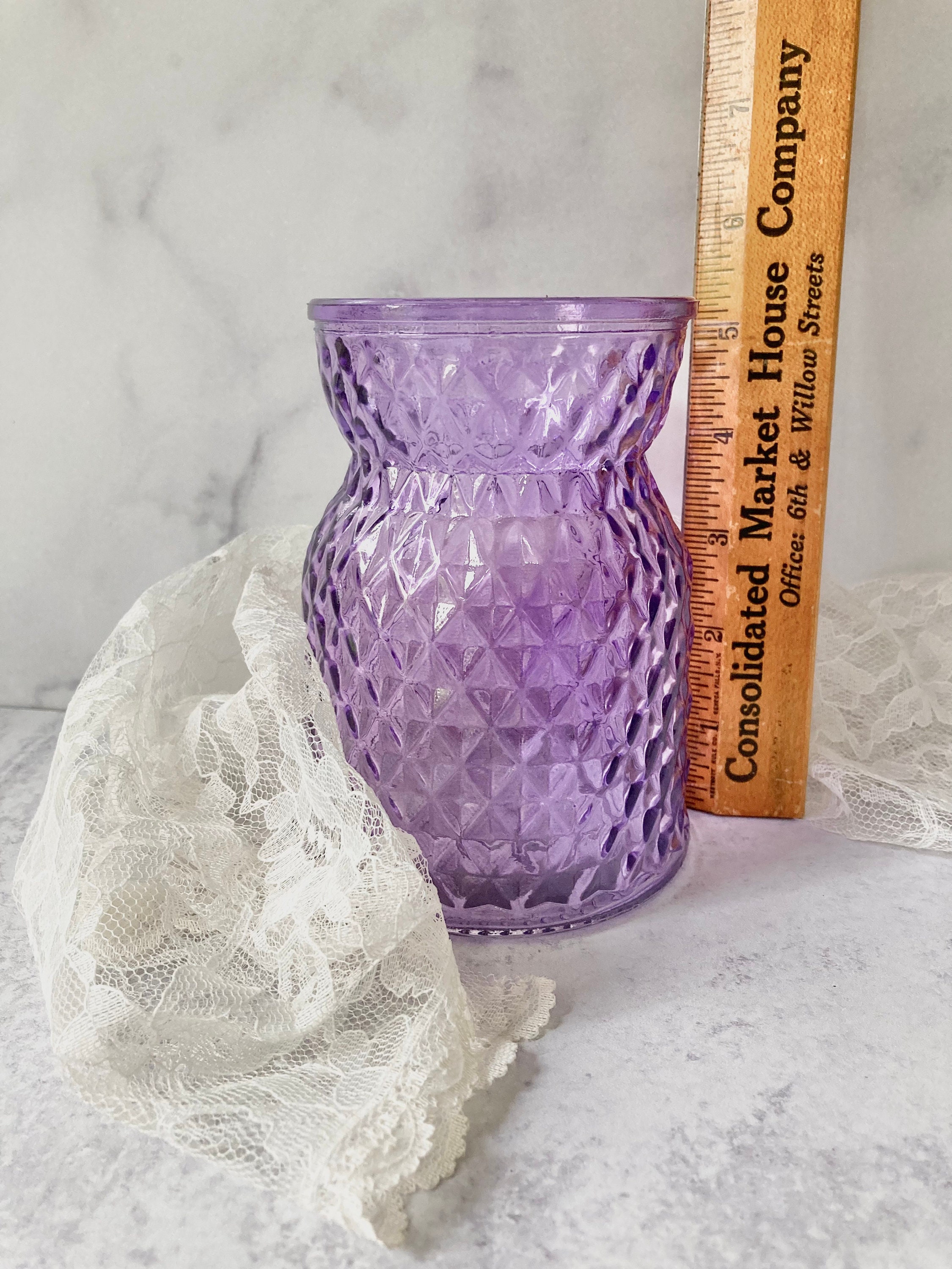 Set of three purple vintage glass vases for wedding Etsy