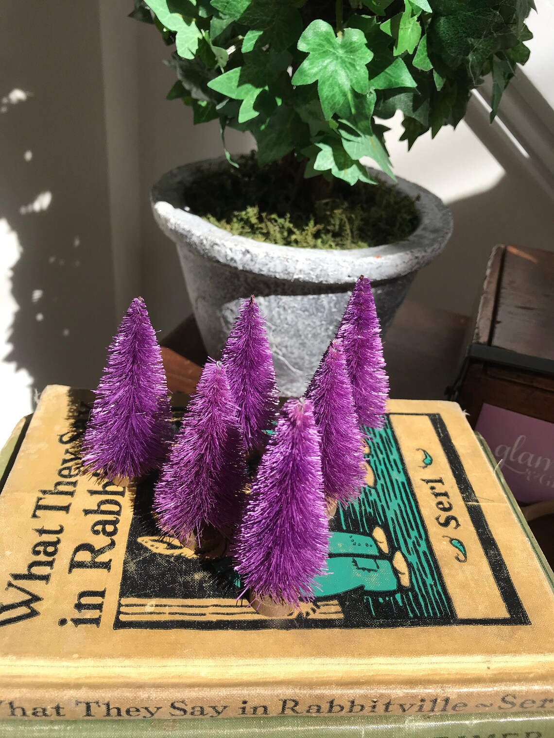 Six 3 purple hand dyed bottle brush trees purple Etsy