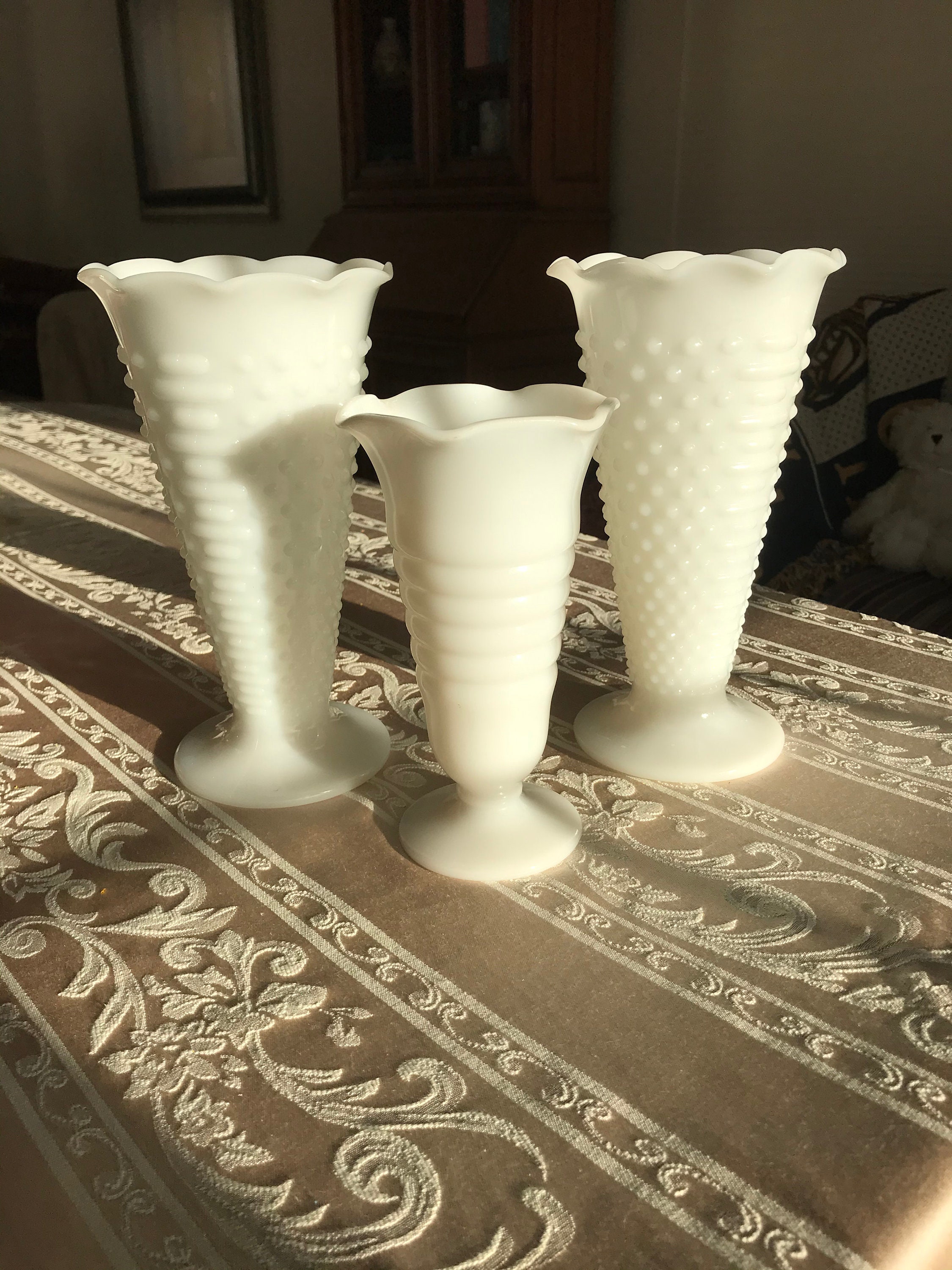 Vases en verre de lait vintage de 3 vases en verre de lait Etsy