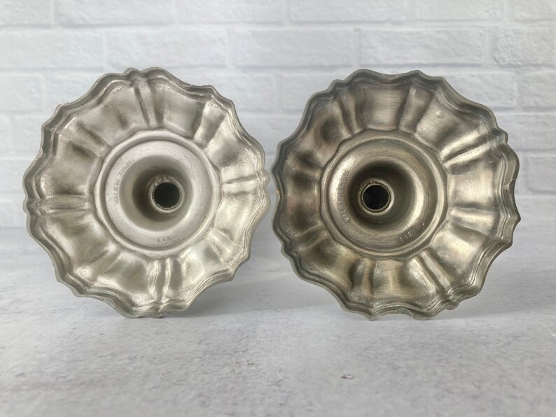 Vintage Pewter Candlestick Pair Empire Pewter Candlesticks Etsy