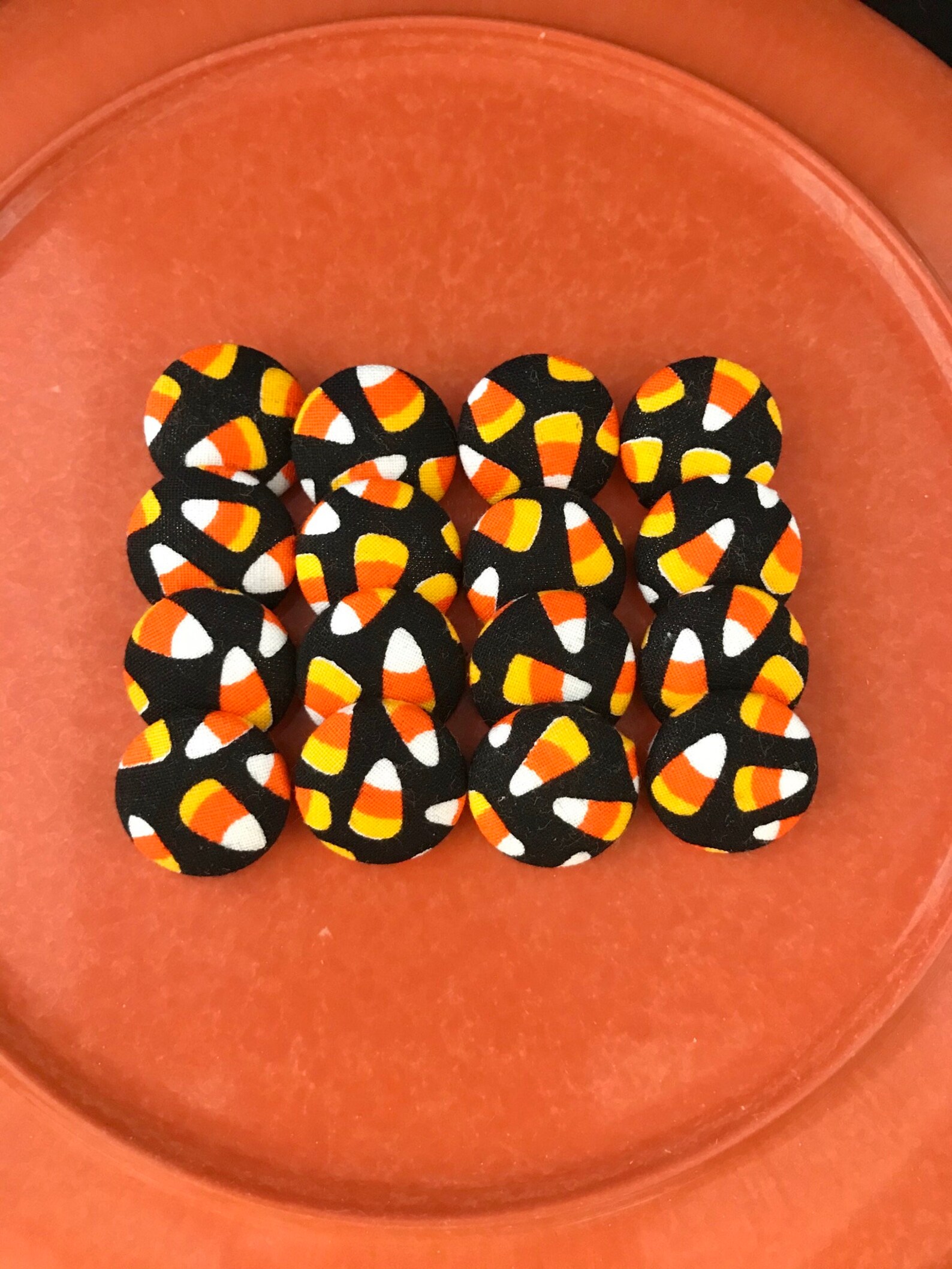 Handmade fabric candy corn buttons 16 Halloween buttons for Etsy