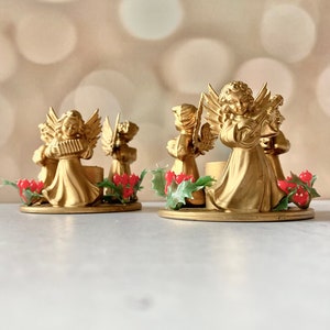 Set of 2 vintage Commodore plastic angel candleholders made in Hong Kong