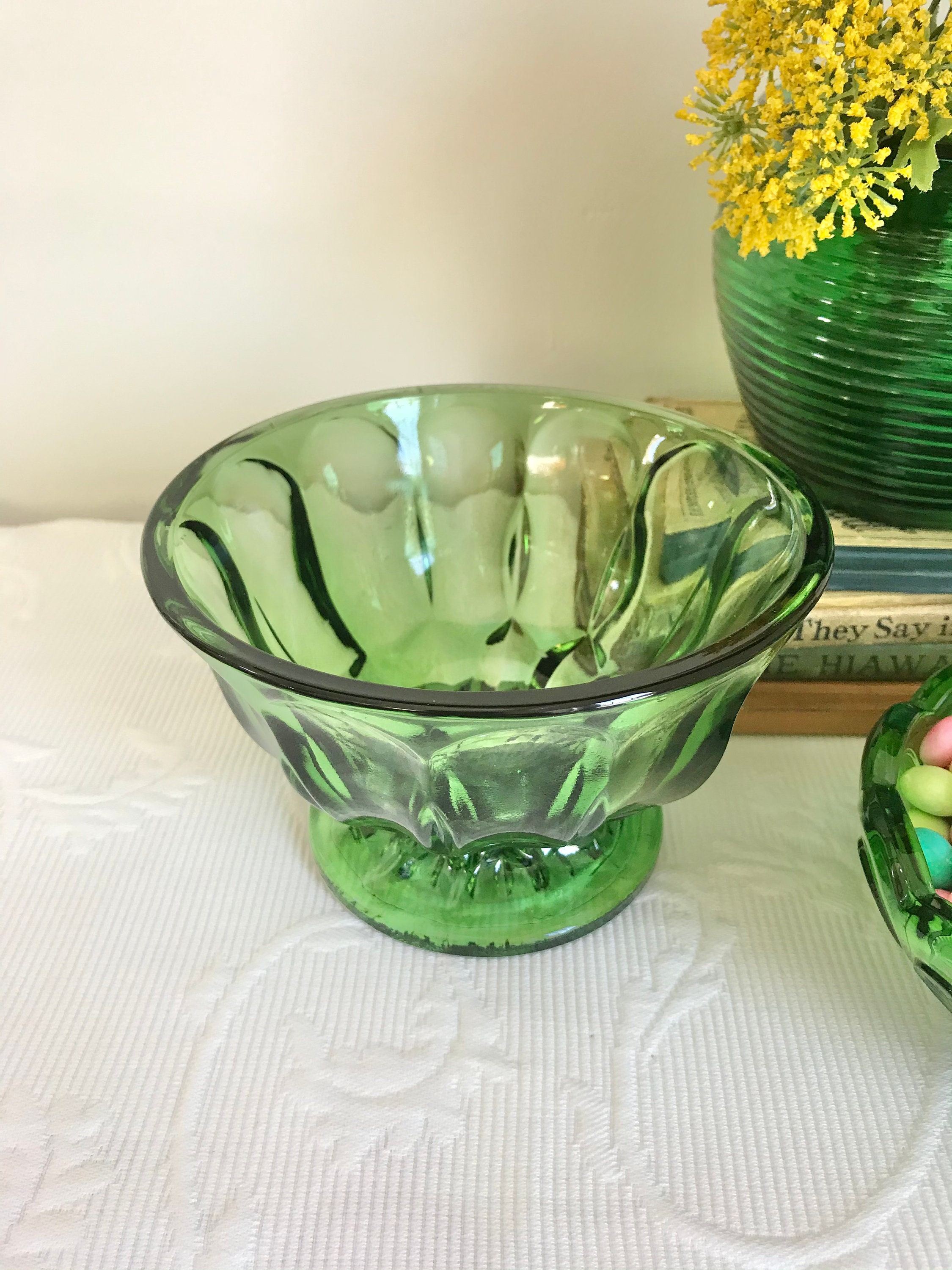 Set of 6 vintage emerald green dishes for wedding reception | Etsy
