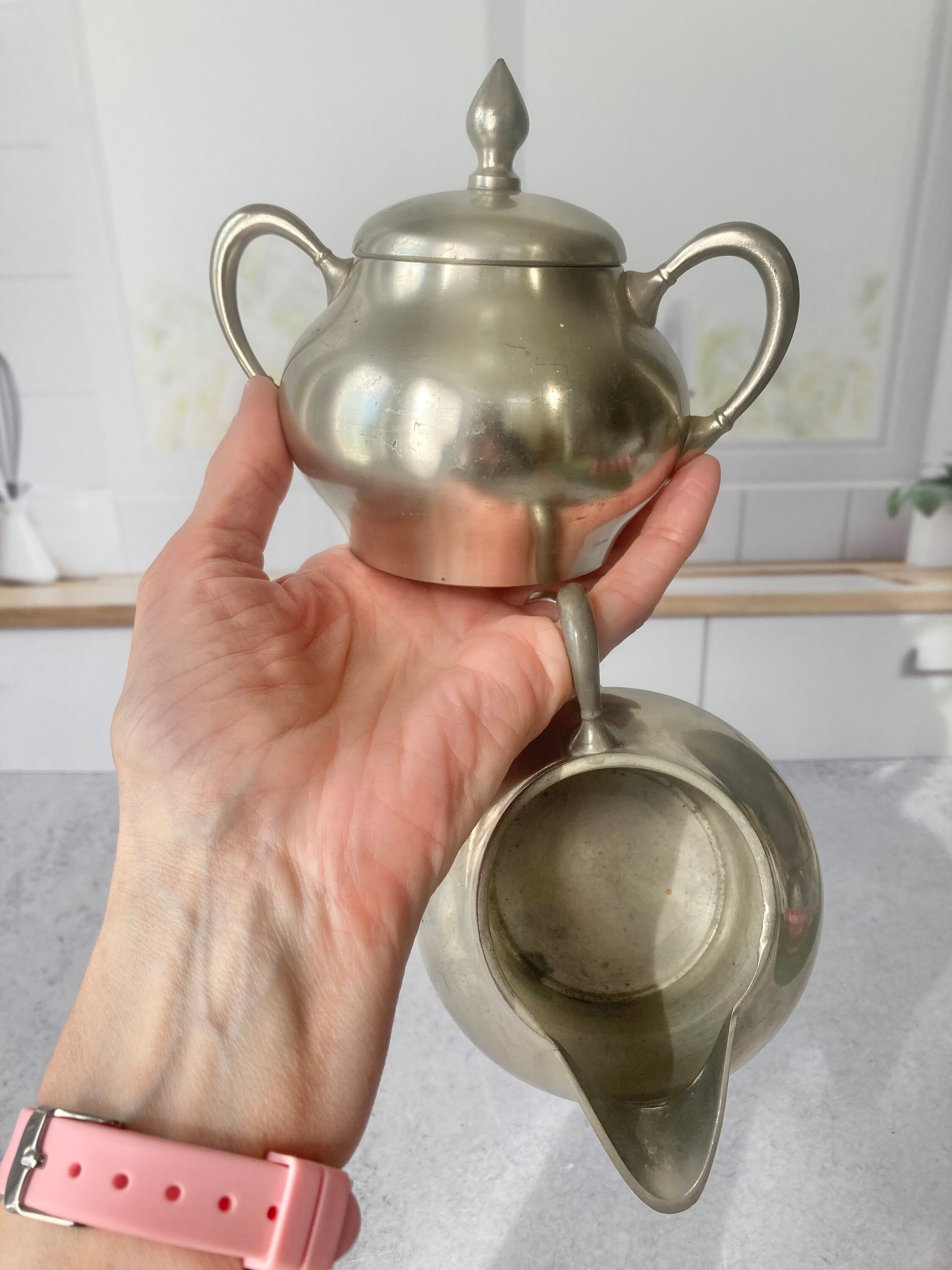 Vintage Pewter Sugar and Creamer Metawa Holland Etsy