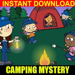 Kinder Camping Mystery Game, Kinder Party Spiel, lustige Lehrer Ressource, Kinder Mystery Spiel, Detektiv, Rollenspiel, Sommer Camp Spiel