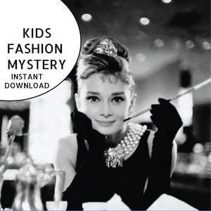 May include: Black and white photograph of Audrey Hepburn wearing a black dress, a pearl necklace, and black gloves. She is holding a cigarette holder in her right hand and looking at the camera.