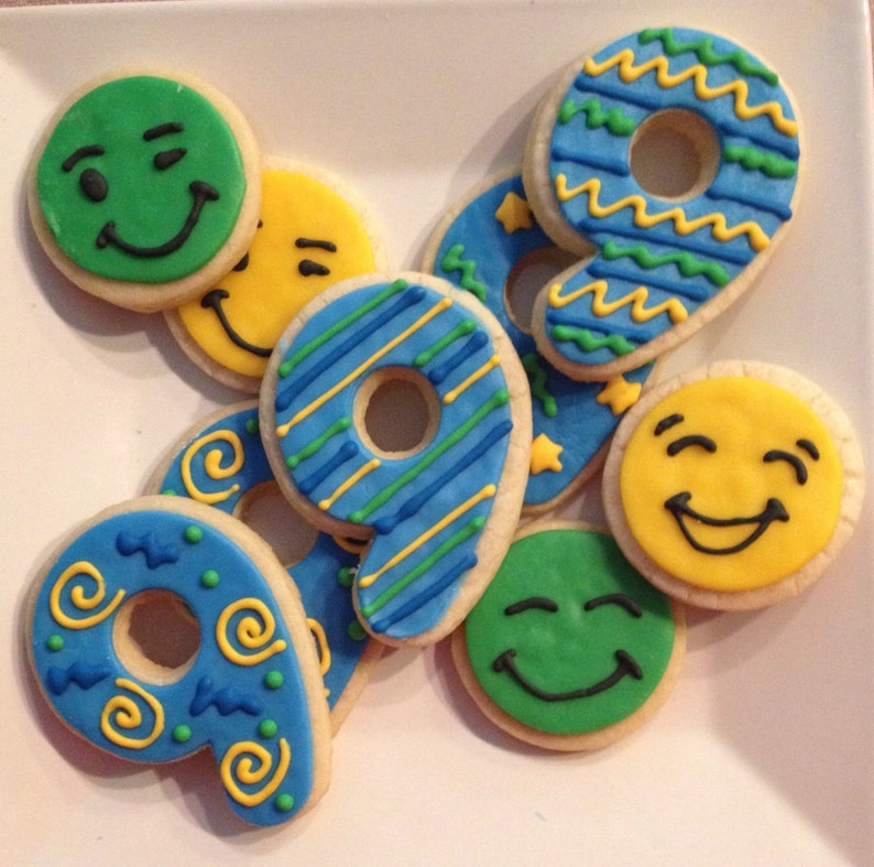 Emoji Birthday Sugar Cookies Etsy