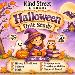 Halloween Homeschool Unit Study: History, Math, Art - Ages 4-9 (Digital Download)