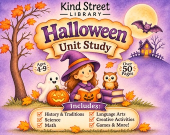 Halloween Homeschool Unit Study: History, Math, Art - Ages 4-9 (Digital Download)