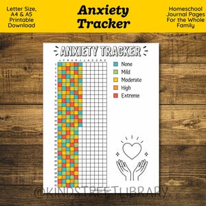 Anxiety Grid Tracker Printable Download, Journal Pages, Track Your Anxiety For The Whole Year, A4, A5 and Letter Size, For Adults and Kids