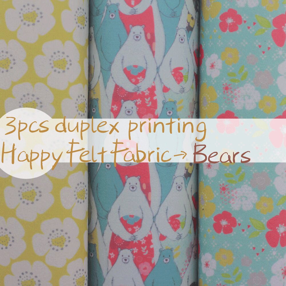 Duplex Printing Felt Fabric 30×22.5 cm 3sheets/pack Bears