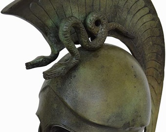 Corinthian pure Bronze Helmet with Serpents - Ancient Greece - Medium Size