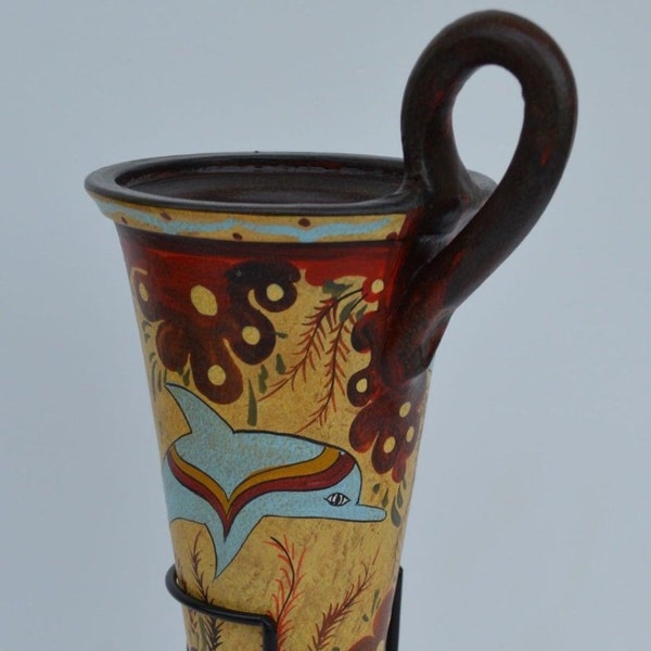 Minoan Pottery Conical Rhyton - Dolphins