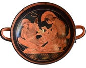 Achilles binding Patroclus wounds Kylix - Sosias Painter - Berlin Museum Replica