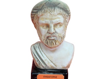 Pythagoras small head bust on marble base - Mathematician Philosopher - Theorem