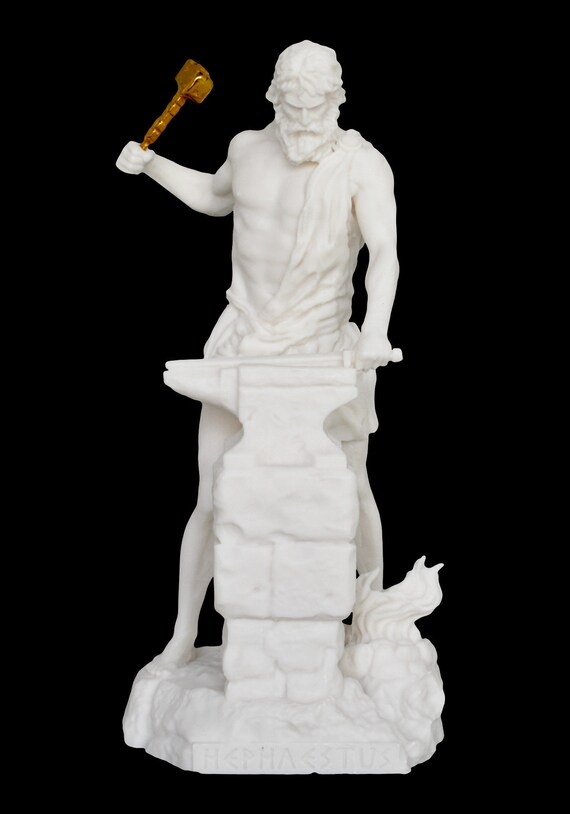 Hephaestus Alabaster Statue God Of Fire Volcanoes Blacksmith Etsy Hephaestus Alabaster Statue God Of Fire Volcanoes Blacksmith Etsy