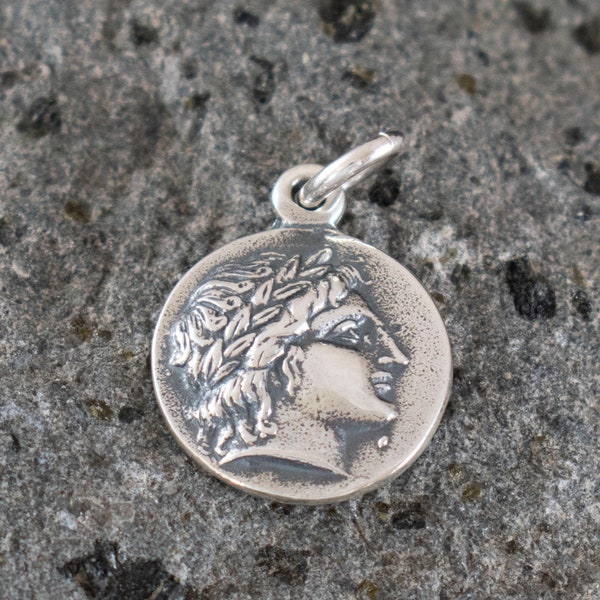 Apollo silberner kleiner Münzanhänger - Lyra - Makedonien Olynthos - Gott der Musik