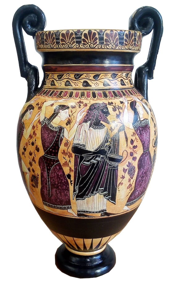 Dionysus Feast Ancient Greek Amphora Vase Museum Replica Etsy