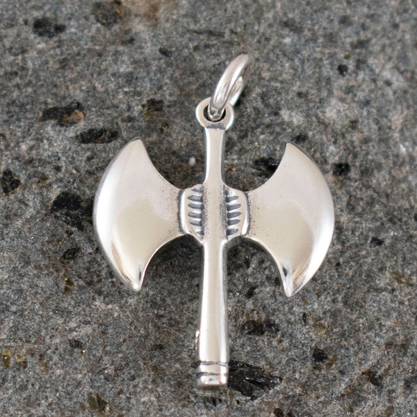 Double Headed Axe Labrys silver pendant - Minoan Pelekys - Crete