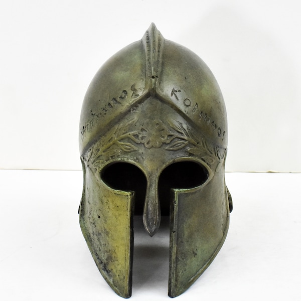 Petit casque corinthien en bronze - Infanterie de soldat hoplite spartiate grec