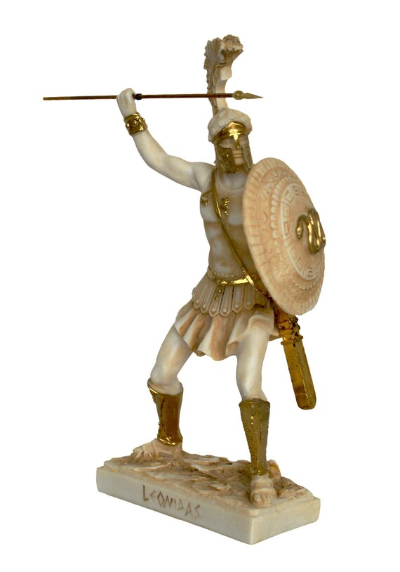 Spartan King Leonidas Alabaster Aged Statue 300 Spartans Etsy