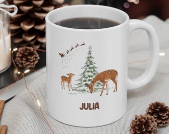 Personalized Child Hot Cocoa Mug, Custom Kid's Hot Chocolate Cup, Personalised Hot Cocoa Mug, Christmas Eve Mug, Stocking Stuffer, Christmas