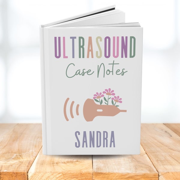 Personalized Ultrasound Case Notes Lined Hardcover Journal, Custom Floral Sonographer Internship Notebook, Gift for Sonography Student