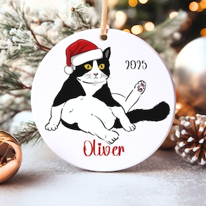Custom Fat Cat Ornament, Custom Tuxedo Cat Ornament, Custom Pet Ornament, Personalized Cat Mom Ornament, Cat Themed Gifts, Personalized Cat