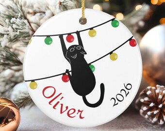 Personalized Black Cat Ornament, Custom Cat Ornament, Custom Pet Ornament, Cat Mom Gift, Cat Themed Gifts, Christmas Ornament, New Pet Owner