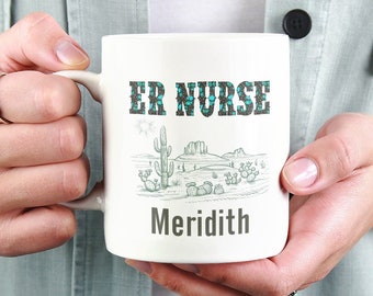 Personalized Western ER Nurse Mug, Custom Nurse Coffee Mug, Personalized Nurse Gift, Customized Gift for Nurse, Registered Nurse Tea Mug