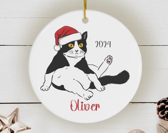 Custom Fat Cat Ornament, Custom Tuxedo Cat Ornament, Custom Pet Ornament, Personalized Cat Mom Ornament, Cat Themed Gifts, Personalized Cat