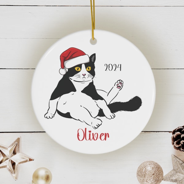 Custom Fat Cat Ornament, Custom Tuxedo Cat Ornament, Custom Pet Ornament, Personalized Cat Mom Ornament, Cat Themed Gifts, Personalized Cat