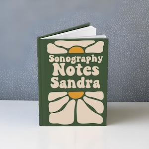 Personalized Retro Sonography Student Extern Notes Lined Hardcover Journal, Custom Ultrasound Tech Internship Notebook, Gift for Sonographer