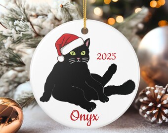 Personalized Black Cat Ornament, Custom Cat Ornament, Custom Pet Ornament, Cat Mom Gift, Cat Themed Gifts, Christmas Ornament, New Pet Owner