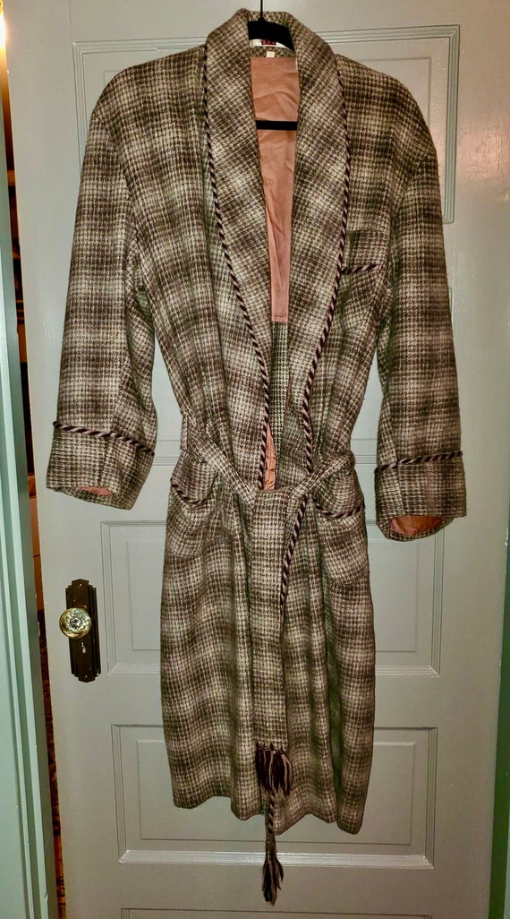 Vintage 1940's Tartan Plaid Bathrobe Unixex Mens W