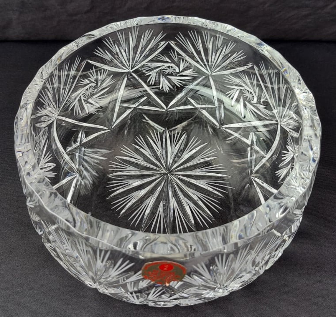 Vintage Hand Cut Lead Crystal Bowl Made in USSR Russia STICKER Etsy