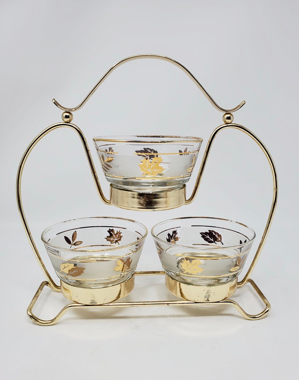 Vintage 2 Tier Libbey Glass Condiment Dish with Tray Etsy