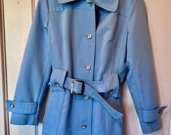 Trench da donna vintage anni '70 blu Forecaster of Boston Fore-Tex - Taglia M