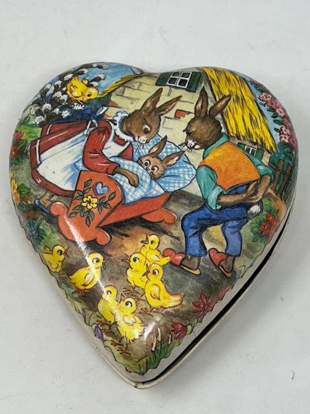 Antique German Paper Mache Easter Heart Shaped Candy Container Etsy