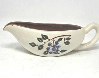 Salsiera vintage in ceramica Stangl con motivo a mirtilli.