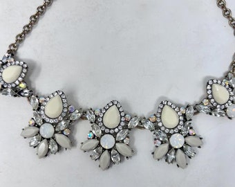 Vintage Rhinestone Statement Necklace with 5 Dangle Pendants