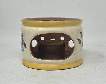 Vintage Stangl-aardewerk kandelaar met bosbessenpatroon