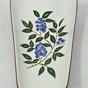 Bandeja para servir condimentos de cerámica vintage con diseño de arándanos.